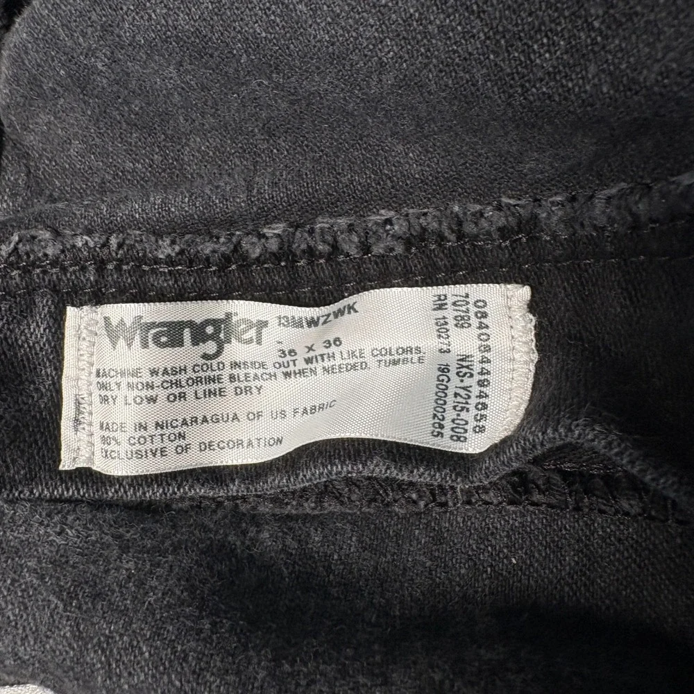 Wrangler Cowboy Cut Original Fit Jeans Black Mens 36x36 Straight Leg Denim